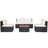 Costway 29861473 5 Piece Outdoor Furniture Set with Solid Tabletop and Soft Cushions