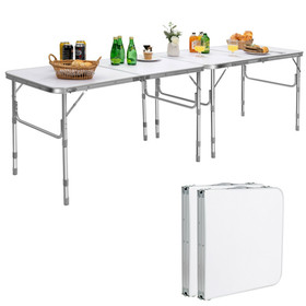Costway 30256917 Set of 2 Folding Picnic Utility Table with Carrying Handle-White