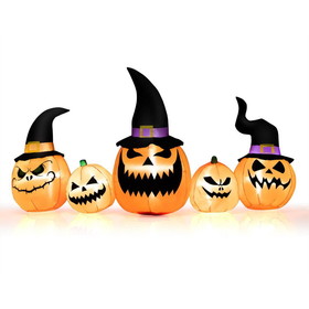 Costway 30654871 8 Feet Inflatable Pumpkin Family Waterproof Halloween Yard Decoration with LED Lights