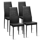 Costway 30674295 Set of 4 High Back Dining Chairs with PVC Leather and Non-Slip Feet Pads