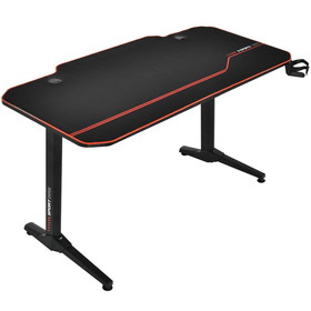 Costway 30715849 55 Inch Gaming Desk with Free Mouse Pad with Carbon Fiber Surface