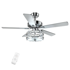 Costway 30745618 52 Inches Classical Crystal Ceiling Fan Lamp