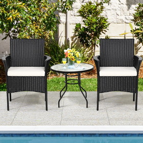 Costway 30752964 2 Pieces Patio Wicker Chairs with Cozy Seat Cushions