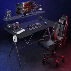 Costway 30759612 E-Sports Gaming Desk with Monitor Shelf and Cup Holder