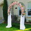 Costway 30761894 Steel Garden Arch with 2-Seat Bench