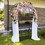 Costway 30761894 Steel Garden Arch with 2-Seat Bench