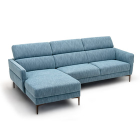 Costway 32058967 105 Inch L-Shaped Sofa Couch with 3 Adjustable Headrests-Blue