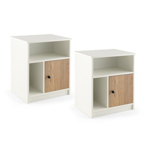 Costway 32415678 2 Pieces 25 Inch Tall Nightstands with Door and 2 Open Shelves-White