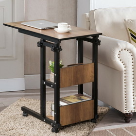 Costway 32509184 C-Shape Mobile Snack End Table with Storage Shelves