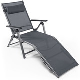 Costway 32698154 Outdoor Aluminum Chaise Lounge Chair with Quick-Drying Fabric