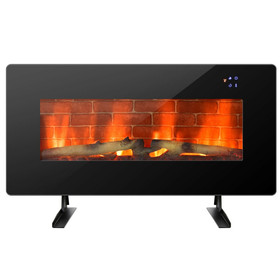Costway 32786145 36 Inch Electric Wall Mounted Freestanding Fireplace with Remote Control-Black