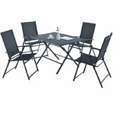 Costway 32789506 5 Piece Patio Dining Furniture Set with 4 Armchairs and 1 Dining Table-Gray