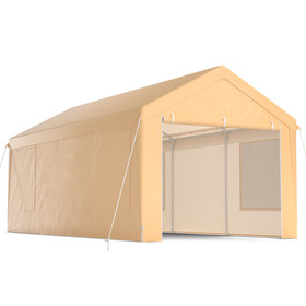 Costway 32908417 10 x 20 Feet Heavy-Duty Steel Portable Carport Car Canopy Shelter-Yellow