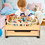 Costway 34095782 Children's Wooden Railway Set Table with 100 Pieces Storage Drawers
