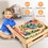 Costway 34095782 Children's Wooden Railway Set Table with 100 Pieces Storage Drawers