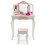 Costway 34257068 2-in-1 Kids Vanity Table Set with Tri-folding Mirror-Pink