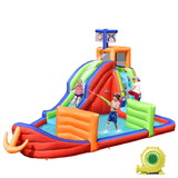 Costway 34509281 6-in-1 Pirate Ship Waterslide Kid Inflatable Castle with Water Guns and 735W Blower