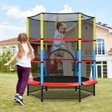 Costway 34512609 55 Inches Kids Trampoline Recreational Bounce Jumper with Safety Enclosure Net