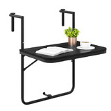 Costway 34817956 Folding Hanging Table with 3-Level Adjustable Height for Patio Balcony-Black