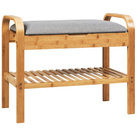 Costway 34958021 Shoe Rack Bench Bamboo with Storage Shelf -Natural