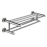 Costway 34981762 24 Inch Wall Mounted Stainless Steel Towel Storage Rack with 2 Storage Tier