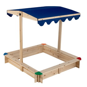 Costway 34982671 Kids Wooden Sandbox with Height Adjustable and Rotatable Canopy Outdoor Playset
