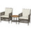 Costway 35489167 3 Pieces Patio Rattan Furniture Set with Cushioned Sofas and Wood Table Top-White
