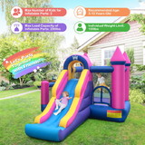 Costway 35746218 7-in-1 Kids Inflatable Bounce House with Long Slide and 735W Blower