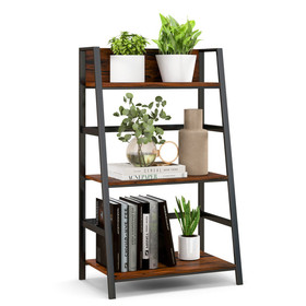 Costway 35826719 3-Tier Ladder Industrial Bookshelf with Metal Frame