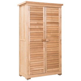 Costway 35941870 63 Inch Tall Wooden Garden Storage Shed in Shutter Design