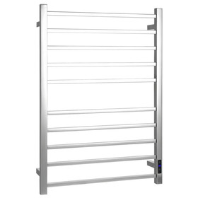 Costway 35978064 10 Bar Towel Warmer Wall Mounted Electric Heated Towel Rack with Built-in Timer-Silver