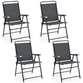 Costway 36218574 4 Pieces Portable Outdoor Folding Chair with Armrest