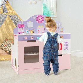 Costway 36294587 2 in 1 Kitchen and Cafe Pretend Cooking Playset