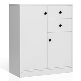 Costway 36741928 2 Door Storage Base Cabinet with 3-Tier Shelf-White