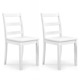 Costway 36749185 Set of 2 Wood Dining Chairs with Solid Rubber Wood Legs-White