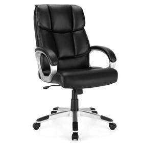Costway 36780124 Big and Tall Adjustable High Back Leather Executive Computer Desk Chair