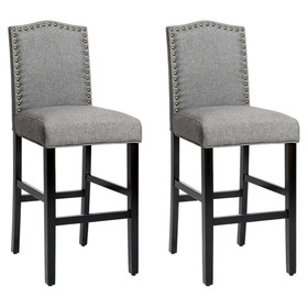 Costway 36782104 Set of 2 Counter Height Dining Side Barstools with Thick Cushion-Gray