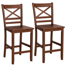Costway 36904185 Set of 2 Bar Stools 24 Inch Counter Height Chairs with Rubber Wood Legs
