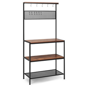 Costway 36915427 4-Tier Kitchen Rack Stand with Hooks and Mesh Panel