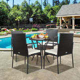 Costway 37452601 4 Pieces Patio Wicker Rattan Dining Set with Comfy Cushions