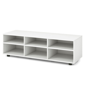 Costway 37468951 Wood TV Stand for TVs up to 55 Inches with 6 Storage Cubbies-White
