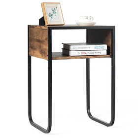 Costway 37908426 Industrial Side Table with Anti-Rust Steel Frame and Open Storage