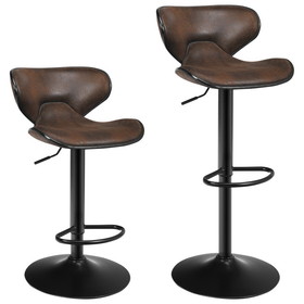 Costway 37914286 Set of 2 Adjustable Bar Stools Swivel Bar Chairs Pub Kitchen