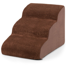 Costway 38564279 3-Tier Non-Slip Dog Steps with High-Density Sponge and Silicone Paw Prints-Brown