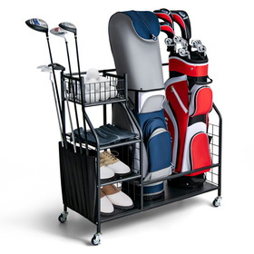 Costway 38794652 Double Golf Bag Organizer with Lockable Universal Wheels