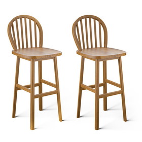 Costway 38956471 2 Pieces 30 Inch Height Wodden Bar Stools with Backrest