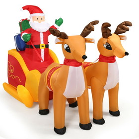 Costway 39456021 7.5 Feet Waterproof Outdoor Inflatable Santa with Double Deer and Sled