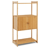 Costway 39576814 Bathroom Bamboo Storage Cabinet with 3 Shelves-Natural