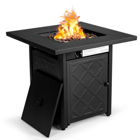 Costway 39746851 28 Inch Propane 50 000 BTU Patio Square Gas Fireplace with Lava Rock-Black