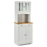 Costway 40682537 Kitchen Pantry Cabinet with Wood Top and Hutch-White